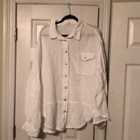 Easel balloon sleeve gauze gray hem shirt Sz 3x TT - Picture 4 of 9